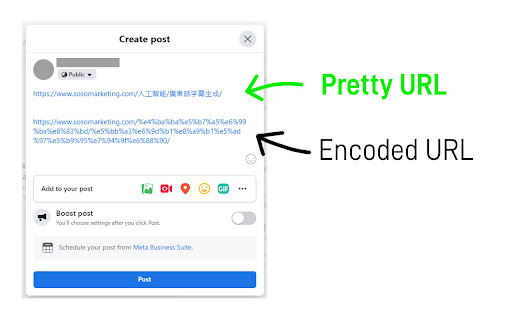 PrettyURL  from Chrome web store to be run with OffiDocs Chromium online