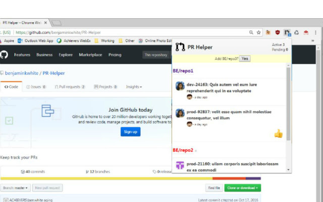 PR Helper  from Chrome web store to be run with OffiDocs Chromium online