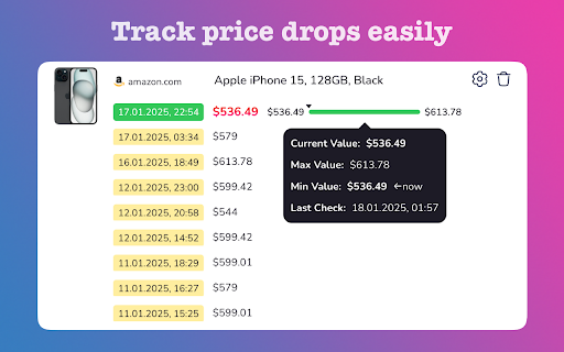 Price Monitoring  from Chrome web store to be run with OffiDocs Chromium online