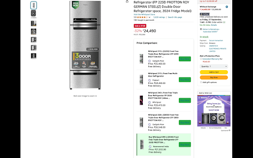 PriceSnap Instant Price Comparison on Amazon, Flipkart,  More  from Chrome web store to be run with OffiDocs Chromium online