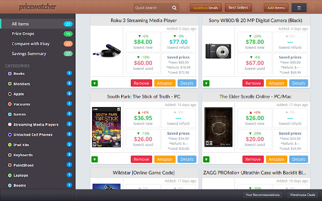 Pricewatcher for Amazon  from Chrome web store to be run with OffiDocs Chromium online