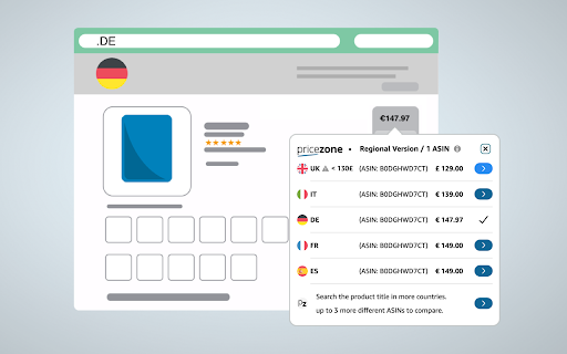 Price Zone: Sold by Amazon Products EU Price Comparison  from Chrome web store to be run with OffiDocs Chromium online