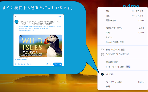 PrimeVideoPost  from Chrome web store to be run with OffiDocs Chromium online