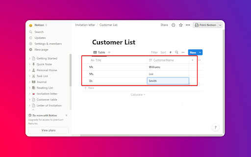 Print Notion  from Chrome web store to be run with OffiDocs Chromium online
