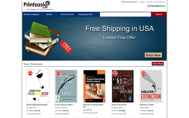 Printsasia : The mega online bookstore  from Chrome web store to be run with OffiDocs Chromium online