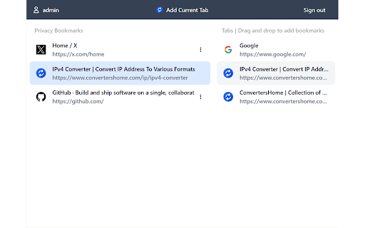 Privacy Bookmarks  from Chrome web store to be run with OffiDocs Chromium online