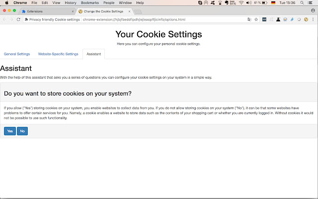 Privacy friendly Cookie settings  from Chrome web store to be run with OffiDocs Chromium online