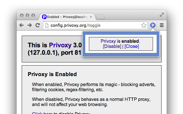 Privoxy Button  from Chrome web store to be run with OffiDocs Chromium online