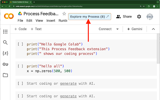 Process Feedback for Google Colab  from Chrome web store to be run with OffiDocs Chromium online