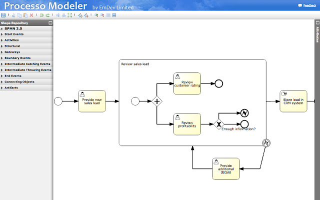 Processo Modeler de la boutique en ligne Chrome à exécuter avec OffiDocs Chromium en ligne