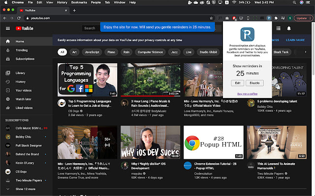 Procrastination Alert  from Chrome web store to be run with OffiDocs Chromium online