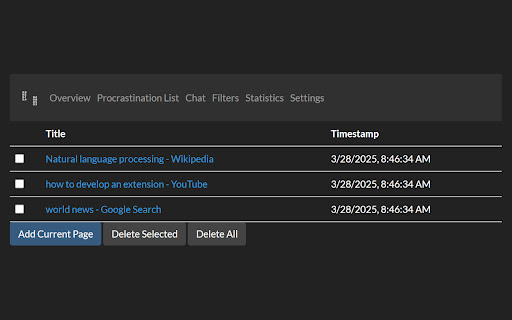 ProcrastiScan  from Chrome web store to be run with OffiDocs Chromium online