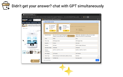 Product Comparison AI/GPT Chrome Extension  from Chrome web store to be run with OffiDocs Chromium online