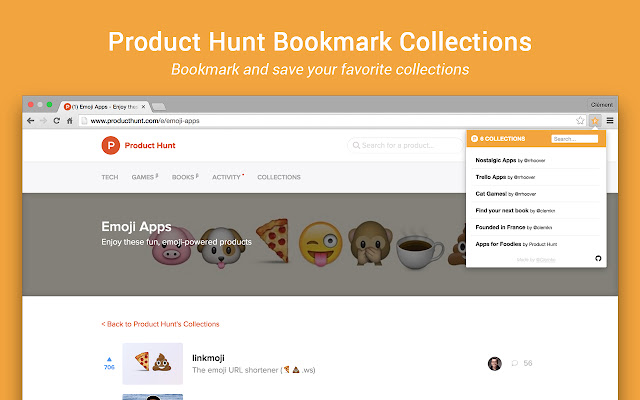 Product Hunt Bookmark Collections  from Chrome web store to be run with OffiDocs Chromium online