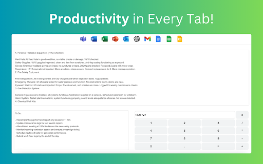 Productive New Tab  from Chrome web store to be run with OffiDocs Chromium online