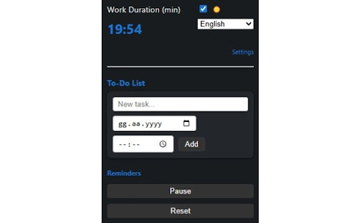 Productivity  Break Reminder  from Chrome web store to be run with OffiDocs Chromium online