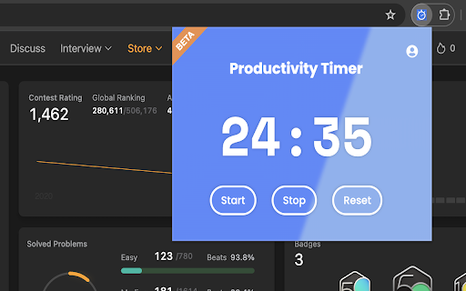 Productivity Timer  from Chrome web store to be run with OffiDocs Chromium online