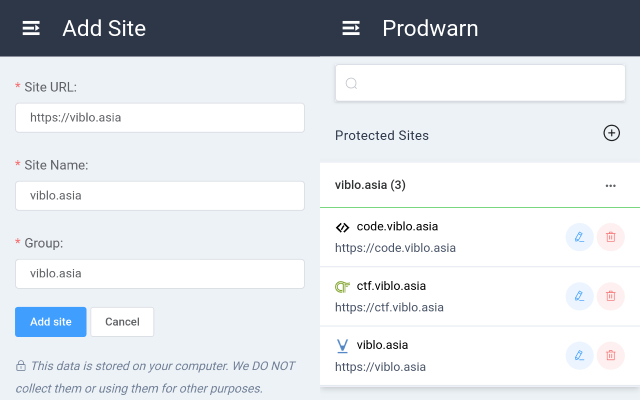 Prodwarn  from Chrome web store to be run with OffiDocs Chromium online