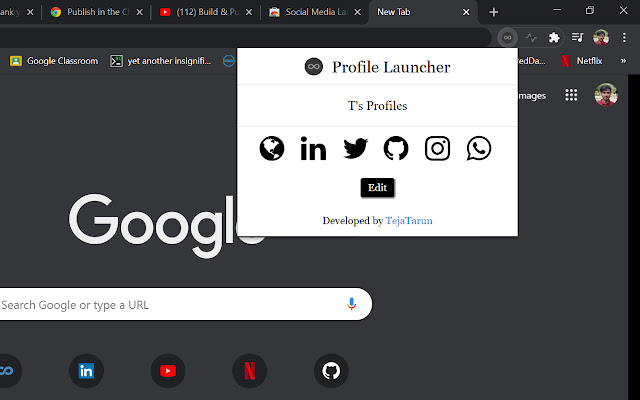 Profile Launcher  from Chrome web store to be run with OffiDocs Chromium online