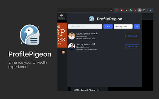 ProfilePigeon from Chrome web store to be run with OffiDocs Chromium online ProfilePigeon from Chrome web store to be run with OffiDocs Chromium online