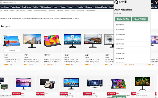 Profitl ASIN Grabber  from Chrome web store to be run with OffiDocs Chromium online