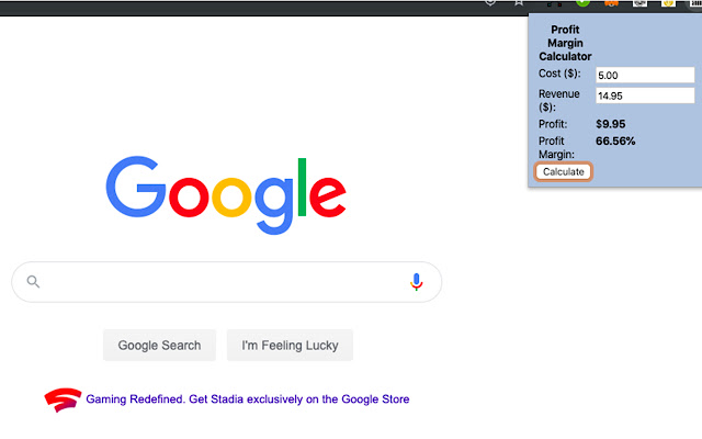 ProfitMargin Launcher  from Chrome web store to be run with OffiDocs Chromium online