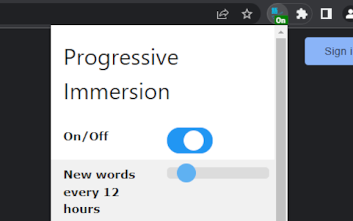 Progressive Immersion  from Chrome web store to be run with OffiDocs Chromium online