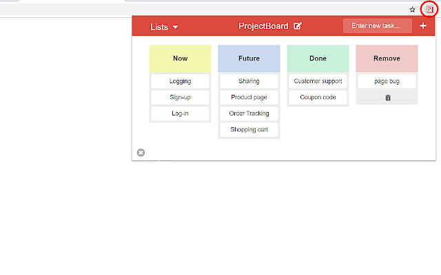 Project Board de Chrome web store para ejecutarse con OffiDocs Chromium en línea