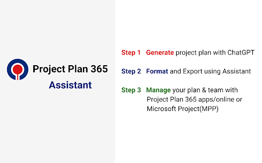 Project Plan 365 Assistant  from Chrome web store to be run with OffiDocs Chromium online