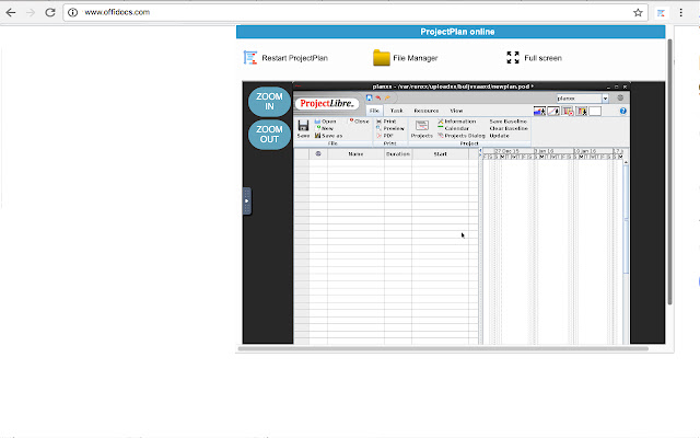 Project Plans editor  from Chrome web store to be run with OffiDocs Chromium online