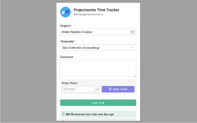 Projectworks Time Tracking  from Chrome web store to be run with OffiDocs Chromium online