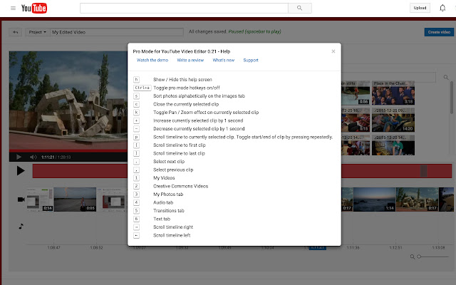 Pro Mode for YouTube Video Editor  from Chrome web store to be run with OffiDocs Chromium online