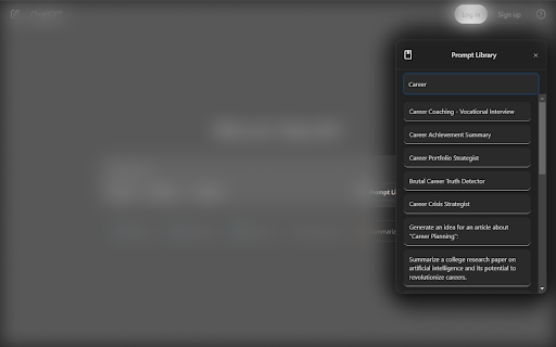 PromptBar ChatGPT Prompt Library  from Chrome web store to be run with OffiDocs Chromium online