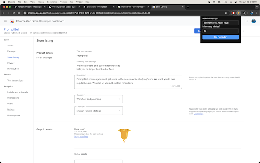 PromptBell  from Chrome web store to be run with OffiDocs Chromium online