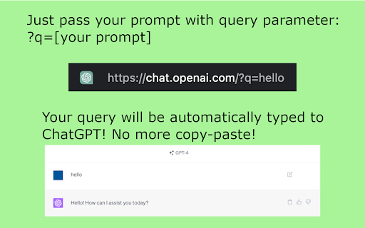Prompt ChatGPT via URL param  from Chrome web store to be run with OffiDocs Chromium online