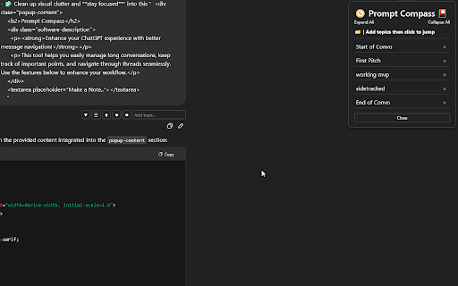 Prompt Compass ChatGPT Chat Collapse  from Chrome web store to be run with OffiDocs Chromium online