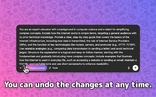 Prompt Enhancer  from Chrome web store to be run with OffiDocs Chromium online