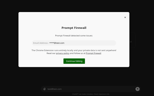 Prompt Firewall: LLM Data Leak Prevention  from Chrome web store to be run with OffiDocs Chromium online