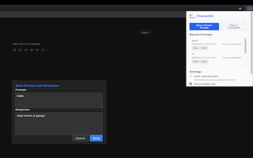 PromptGit Extension  from Chrome web store to be run with OffiDocs Chromium online