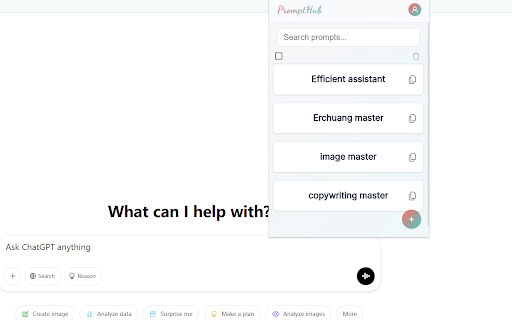 PromptHub  from Chrome web store to be run with OffiDocs Chromium online