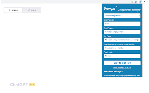 Prompti  from Chrome web store to be run with OffiDocs Chromium online