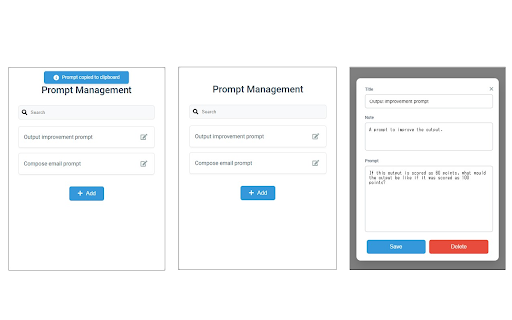 プロンプト管理/Prompt Management  from Chrome web store to be run with OffiDocs Chromium online