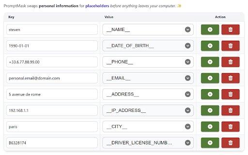 PromptMask  from Chrome web store to be run with OffiDocs Chromium online
