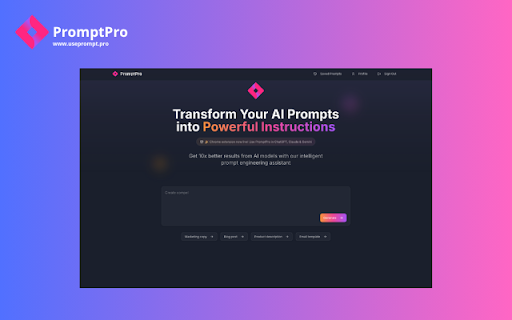 PromptPro: AI Prompt Enhancer Improve Prompts for ChatGPT, Claude, Gemini  from Chrome web store to be run with OffiDocs Chromium online