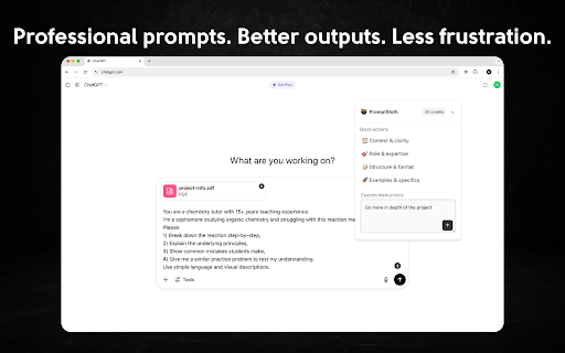PromptSloth AI Prompt Engineering Made Easy  from Chrome web store to be run with OffiDocs Chromium online