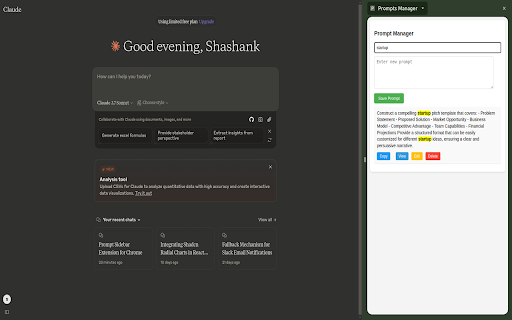 Prompts Manager  from Chrome web store to be run with OffiDocs Chromium online
