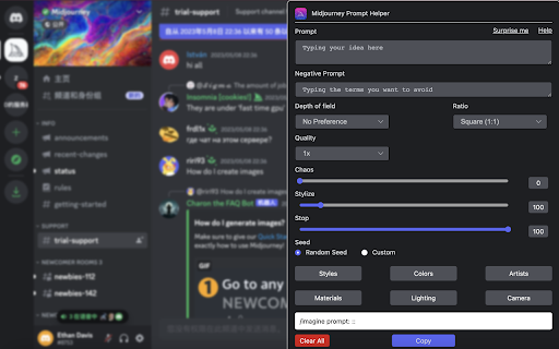 Prompt Tool Midjourney Prompt Helper  from Chrome web store to be run with OffiDocs Chromium online