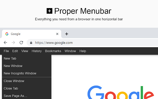 Proper Menubar for Google Chrome  from Chrome web store to be run with OffiDocs Chromium online