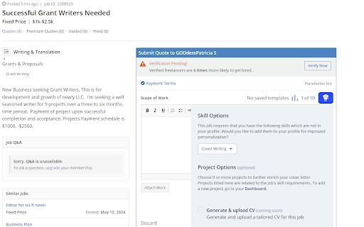 ProposalBot (formerly Upwork Cover Letter Job AI)  from Chrome web store to be run with OffiDocs Chromium online