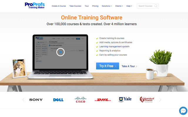 ProProfs Training Maker  from Chrome web store to be run with OffiDocs Chromium online